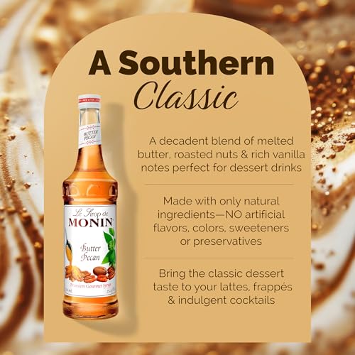 Monin - Butter Pecan Syrup | Premium Syrup for Coffee, Shakes, Cocktails & More | Clean Label with No Artificial Flavors, No Artificial Preservatives (BPA Free Glass Bottle, 750 ml)