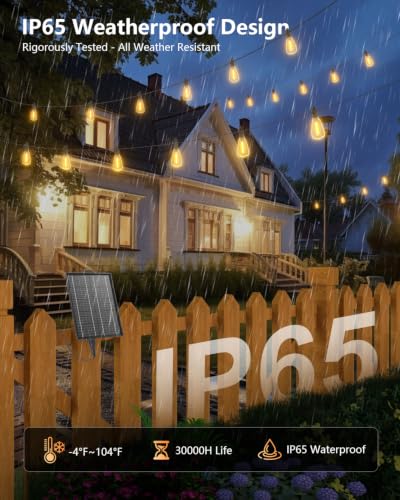 Brightown 100FT Solar String Lights Outdoor, 31+2 Shatterproof LED Bulbs