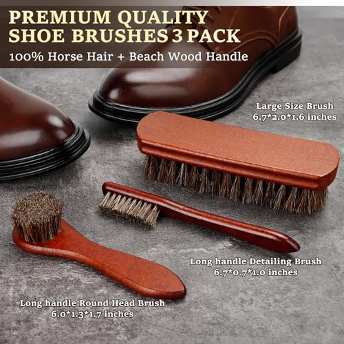 Shoe Shine Kit, Mens Gifts Ideas - 15PCS Shoe Polish Kit with Saddle Soap, Mink Oil, 3 Shoe Polishes, 3 Shoe Brushes and more, All-inclusive Leather Care Kit for Leather Shoe Boot Cleaning and Care