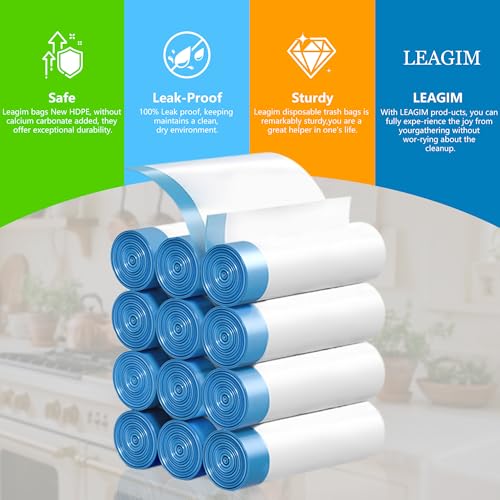 Small Trash Bags 4 Gallon, 360 Count -1.2 Mil Drawstring Mini Garbage Bags, White Plastic Trash Can Liners for Bathroom Accessories, 15 Liter, Bedroom, Dorm Room Essentials, Office