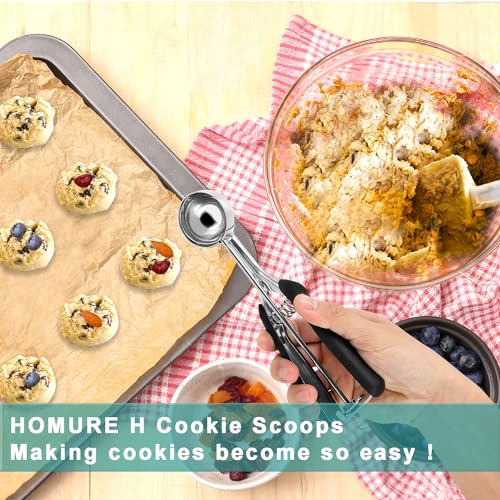 Cookie Scoop 2 Tablespoon, Size #40 Cookie Dough Scoop, 2 Tbsp/ 30 ml/ 1 oz Cookie Scoops for Baking, Spring-Loaded, 18/8 Stainless Steel, Comfortable Grip