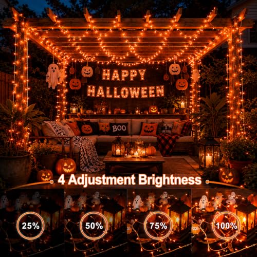 JMEXSUSS 168Ft 600 LED Halloween Lights Outdoor Orange String Lights Plug