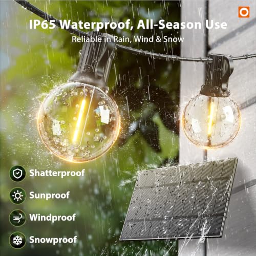 addlon 100FT 54LED Solar String Lights Outdoor Waterproof with Remote, USB