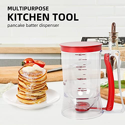 Batter separator Cupcakes Pancakes Cookie Cake Waffles Batter Dispenser cookie separator batter Cream Speratator Cup Measuring Baking Tools (red)