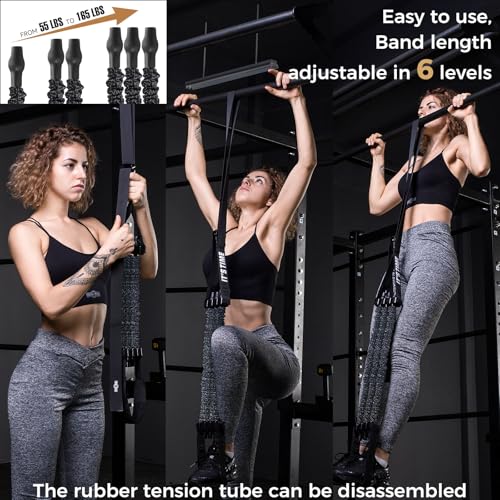 Innstar Pull Up Assistance Bands, Heavy Duty Resistance Band for Pull Up Assist, Adjustable Resistance 165-265lbs with Fabric Feet/Knee Rest, Pull Up Bands Assistance Bands