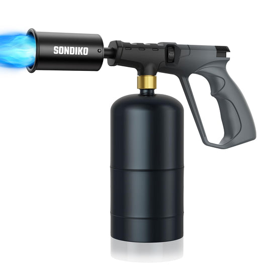 Sondiko Powerful Propane Torch Gun, Cooking Torch for Sous Vide, Charcoal Starter and Steak Searing, Best for Outdoor BBQ Party and Camping, Gray & Black, Gas Welding Kits(Tank Not Included)