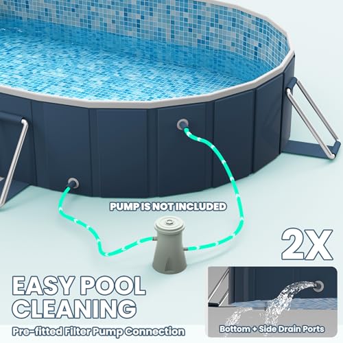 Foldable Pool with Canopy,10FT NonInflatable Above Ground Swimming Pools | Inner Diameter 102"x72"x20", Durable PVC, Oversize Thickened, Easy Setup