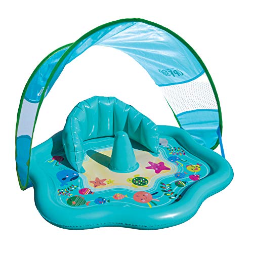SwimSchool Infant Baby Pool Floats, Free Swimming, Super Buoyant – Ages 6-24 Months – Multiple Colors/Styles – Adjustable Canopies and Seats, Splash & Play Baby Floaties