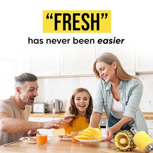 Zulay Kitchen Stainless Steel Pineapple Corer & Slicer – Heavy Duty Pineapple Cutter & Eye Removal Tool – Effortless Core Remover Tool with Sharp Reinforced Blade & Ergonomic Handle - Black