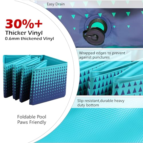 Jasonwell Foldable Dog Kiddie Pool - Hard Plastic Kids Paddling Pool Toddler Baby Swimming Pools for Backyard Collapsible Whelping Box Pet Doggie Cats Wading Pools Bathtub for Puppy Large Dogs 40In,G