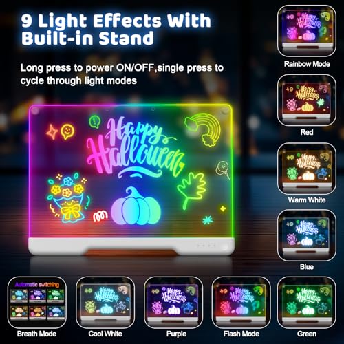 Geokay 16" Rechargeable LED Drawing Board with 9-Color Light Effects