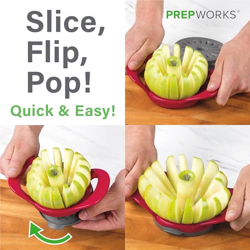 PrepWorks Dishwasher Safe Apple Slicer and Corer – 16-Slice Thin Apple Cutter with Safety Cover