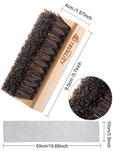YoungJoy 3 Pieces Dual Sided Sneaker Shoe Cleaner Brush Set Shoes Clean Brush Kit Both Boar and Plastic Bristles with Microfiber Cloth (B)
