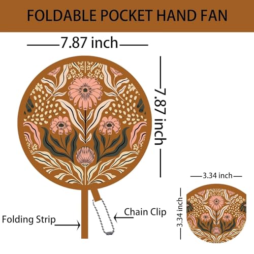 4 Pack Floral Hand Fan Foldable, Multi-Role Round Handheld Fans for Travel, Events, Indoor & Outdoor (Dawn & Dusk)