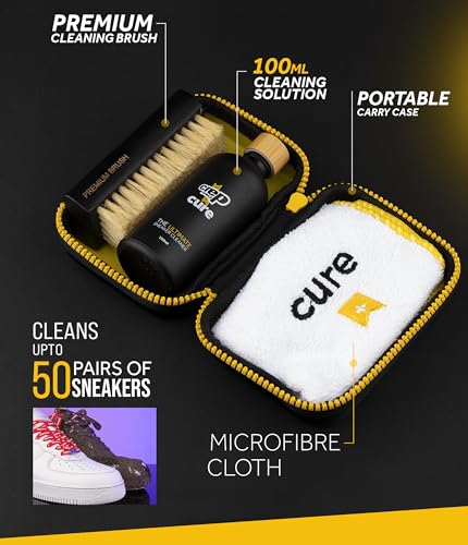 Crep Protect Sneaker Cleaner Kit - Deep Cleaning Shoe Cleaner for White Shoes, Leather, Suede, Nubuck & Canvas | Brush, Solution & Microfiber Cloth Included