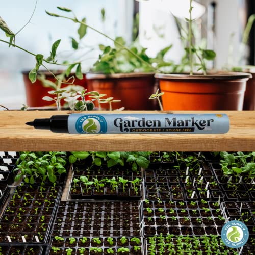 2 Pack Garden Marker Pen Permanent Markers Black (UV Fade Resistant Marker Pens for Plant Markers Garden Markers Waterproof Pen Black Markers Outdoor Marker for Garden Plant Labels 0.8mm)