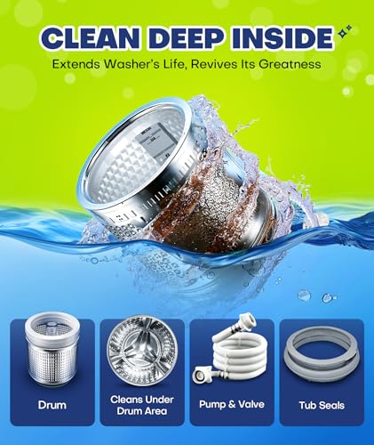 2X Power Deep Cleaning Washing Machine Cleaner Tablets, No More Odor & Pet Fur Enzyme Washing Machine Cleaning Tablets, Washer Cleaner For HE Top Front Load, Septic Safe, 24 Counts/1 Year Supply
