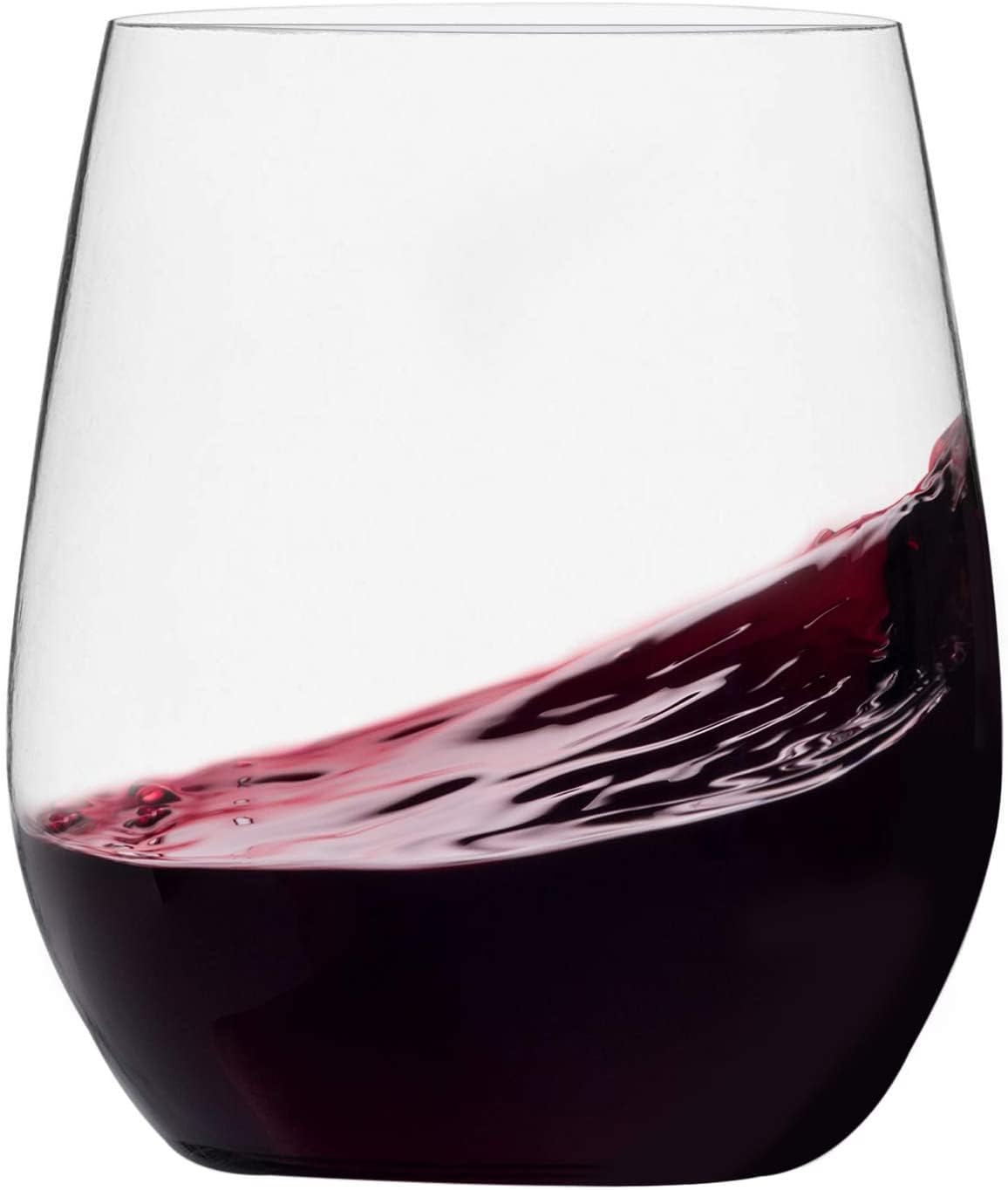 Munfix Plastic Stemless Wine Glasses, Disposable 10 Oz Clear Wine Cups Shatterproof Recyclable and BPA-Free, 48 Pack