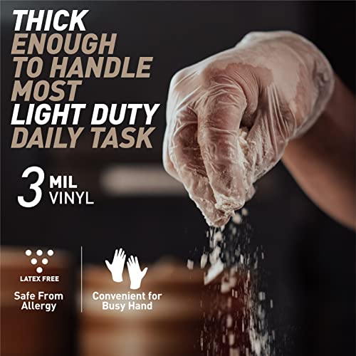 OKIAAS Disposable Gloves M, Food Safe | Latex-Free and Powder-Free Clear Vinyl Gloves for Cooking, Food Prep, Household Cleaning | Medium,100 Counts/Box