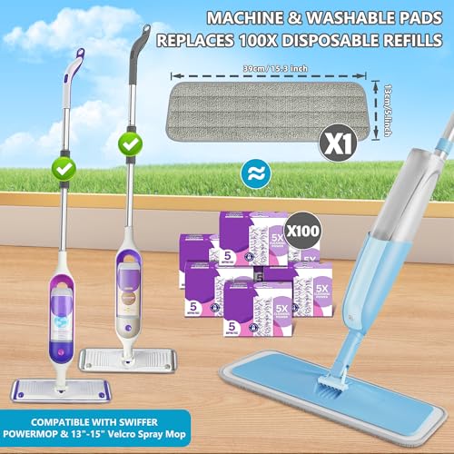 Spray Wet Mops for Hardwood Floor Cleaning: MEXERRIS Floor Mop with 3 Washable Pads for Swiffer Powermop - Refillable Dust Dry Mop Home Commercial Mops for Wood Laminate Ceramic Tiles Vinyl