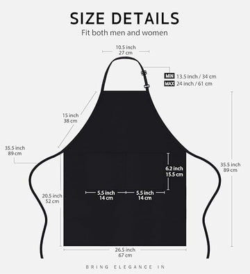 Syntus Adjustable Bib Apron with 2 Pockets Cooking Kitchen Aprons for Women Men Chef