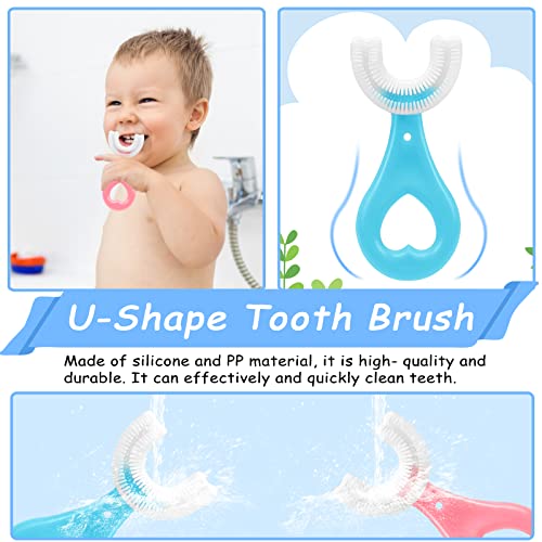 4 Pack U Shaped Toothbrush Kids, Soft Silicone Brush Head Whole Mouth with Handle 360 ° Oral Teeth Cleaning Design for Toddler Toothbrushes Age 2-6