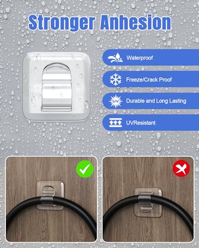 LZC 25 Pack Clear Adhesive Strips Hooks for Outdoor String Lights Clips