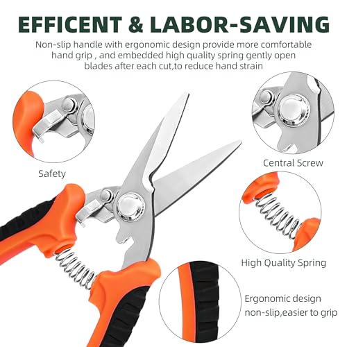 EWPJDK 3 Pack Garden Pruning Shears, Stainless Steel Shears, Gardening Shears, Scissors, Garden Clippers, Pruning Snips, Pruning Shears for Gardening Tools