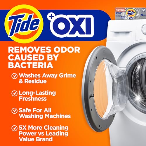 Washing Machine Cleaner by Tide, Washer Machine Cleaner with Oxi for Front and Top Loader Washer Machines, Deep Cleaning Residue & Odor Eliminator, 5 Month Supply (Packaging May Vary)