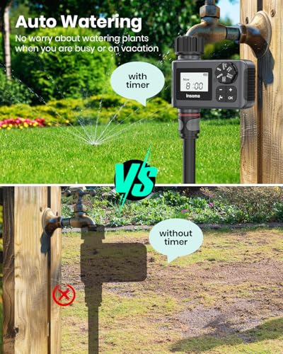 Outdoor Garden Hose Faucet Timers, Programmable Water Sprinkler Timer with Rain Delay/Manual/Automatic Drip Irrigation and Lawn Watering System for Yard, 1 Outlet