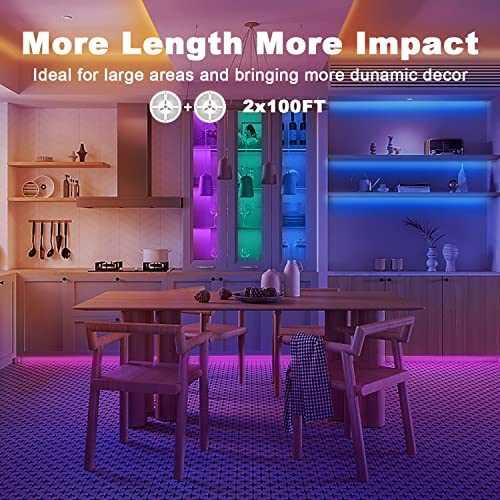 dalattin Led Strip Lights 200ft (2 Rolls of 100ft), Led Lights for Bedroom with App & Remote Control, 24V Led Lights Strip for Room & Festival