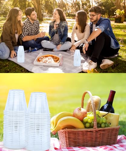 Aatriet 40 Pack 9 oz Clear Plastic Cups, 9oz Clear Disposable Punch Cups Wine Glasses, Sturdy Recylable Small Drinking Cup for Wedding Party, Cocktail Cup, Plastic Tumblers for Cold Drinks