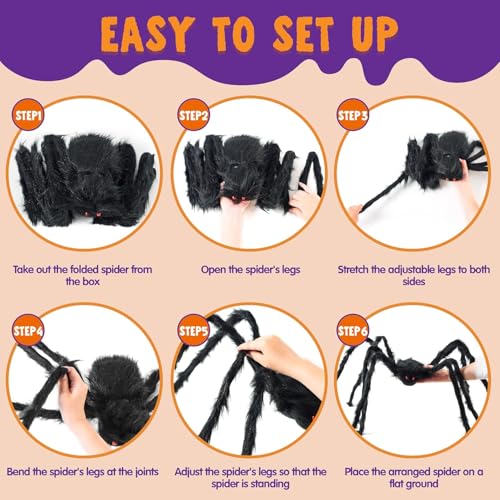 JOYIN Halloween Outdoor Decorations Giant Spider, 5 Ft Large Spider for Yard Lawn Garden Patio Scary Halloween Outside Decor, Indoor Haunted House