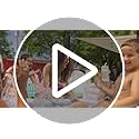 QPAU Inflatable Swimming Pool with 2 Seats and Backrests, 80" L x 80" W x 16.5" D Large Full-Sized Family Pools for Kids and Adults for Backyard, Garden, Outdoors, Clear Blue