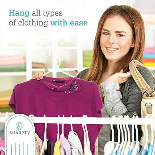 Sharpty - Plastic Hangers - Adult Clothes Hangers - T-Shirt, Dress, Coat Hangers & Accessories - Notched Hanger, Durable & Versatile Color Clothing Closet Hanger(20-Pack,White)