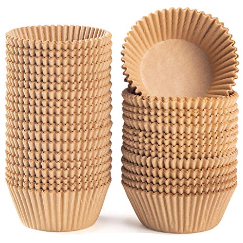 Caperci Standard Natural Cupcake Liners 500 Count, No Smell, Grease-Proof Paper Muffin Liners, Food-grade Baking Cups for Cupcakes, Muffins, Nuts
