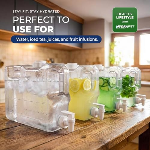 Refrigerator Water Dispenser 1.1 Gallon – Leak-Proof Slim Fridge Water Container with Spigot – BPA-Free Refillable Water Jug (Clear)