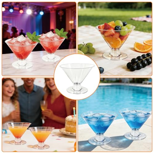 50 PCS Disposable Martini Glasses for Parties 5oz,Plastic Martini Glasses Disposable,Martini Plastic Cups for Wedding Party Bowl Wine Ice Cream Fruit