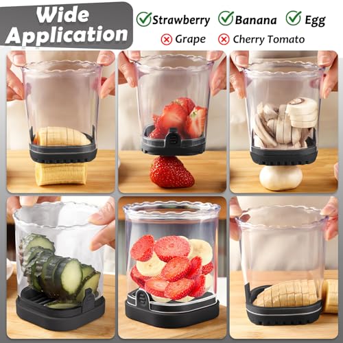 Creative Strawberry & Fruit Slicer - Detachable Cutter with Push Plate (Black)