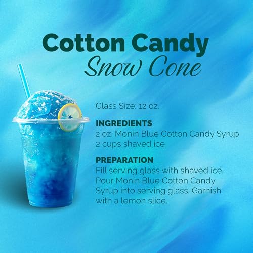 Monin - Blue Cotton Candy | Premium Syrup for Lemonades, Shakes, Sodas & More (BPA-Free Plastic Bottle, 1 Liter)