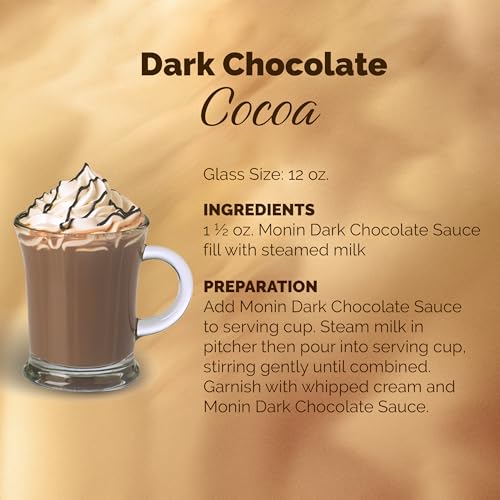 Monin - Gourmet Dark Chocolate Sauce, Velvety and Rich, Great for Desserts, Coffee, and Snacks, Gluten-Free, Non-GMO (12 Ounce)