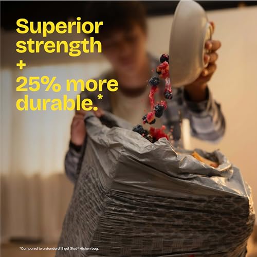 Glad ForceFlex MaxStrength LeakGuard Trash Bags, 13 Gal, Sunshine Lemon Scent, 90 Ct (Pack May Vary)