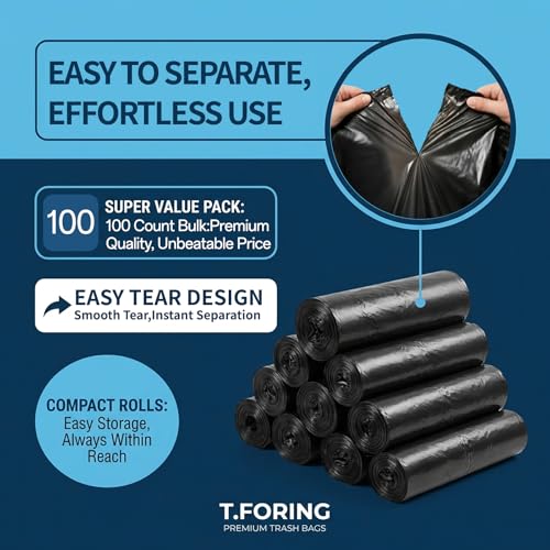 20-30 Gallon Trash Bags Black - 1.28 Mil Thick,30" x 35" Large Garbage Bags 100 Count，20+ Gallon Heavy Duty Trash Can Liners Unscented for Kitchen Home Office Commercial Outdoor