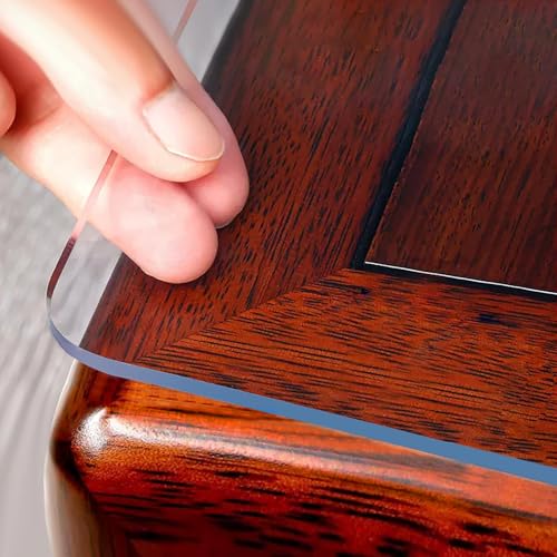 OstepDecor Clear Table Protector 14 x 24 Inch, 2mm Thick Plastic Table Cover, Waterproof PVC Clear Table Cover Protector, Desk Protector Mat, Writing Desk Pad for Desktop, Coffee & Dining Room Table