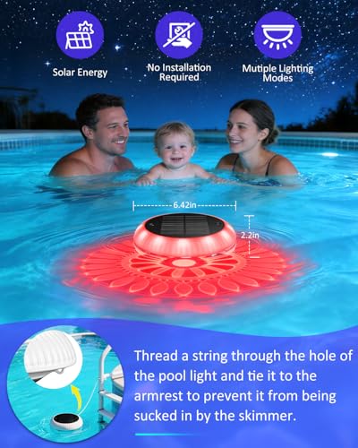 Yogaret Solar Floating Pool Lights - Pool Lights, 18 RGB Lighting Modes, IP68 Waterproof, for Inground and Above Ground Pool, Pool Party, Bathroom, Bathtub, Garden, Pond Decor（2Pcs）