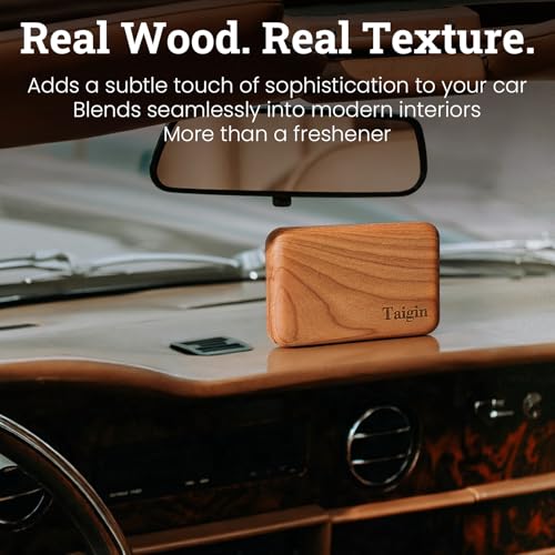 Car Air Freshener - Wood Air Freshener - Car Odor Eliminator for Visor Clip-Variety Scent Refill, Vehicle Scent Diffuser for Cabin, Truck & SUV - Pack of 4 (Teak-Amber-Cabana-Open Air)-CLIP INCLUDED