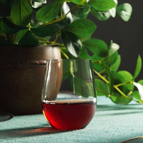 Munfix Plastic Stemless Wine Glasses, Disposable 10 Oz Clear Wine Cups Shatterproof Recyclable and BPA-Free, 48 Pack