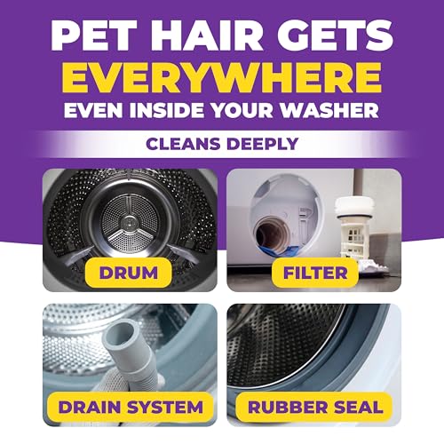 ECO LIVING SOLUTIONS Washing Machine Cleaner Tablets for Pet Owners, 36 Pack, Front&Top Load Washer Deep Cleaning, HE & Septic Tank Safe, Remove Pet Hair, Eliminates Smells, Prevents Dander Build-up