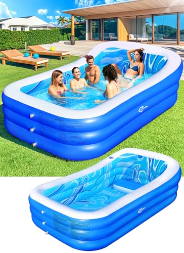 Inflatable Pool with Big Backrest and Seat,Oversized Thickened Large BlowUpPool for Adults,Inflatable Backyard Pools for Adult,Durable Swimming Pools Summer Water Party98 x63