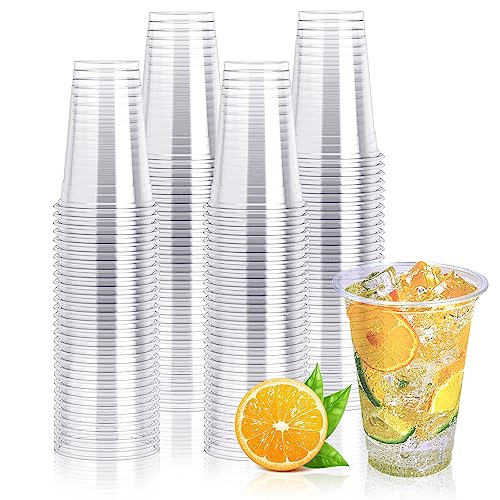 Lilymicky 200 Pack 10 oz Clear Plastic Cups, PET Disposable Drinking Cups Perfect for Birthday Parties, Ceremonies, Events